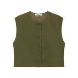 Fongt 2024 New Women's Fashion Joker Casual Breasoned Vest Top 8259187-Outfit