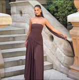 Fongt Summer New Women's Temperament Dress Romantic Atmosphere Spliced With A Hundred Folds Of Bra Dress