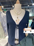 Women Long-Sleeved Cardigan Sweater 2023 Winter Fashion Ladies Casual Comfortable Navy Blue Sweater For Women's Outwears-Outfit