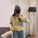 High-Grade Feeling Color Soft Round Collar Long-Sleeved Sweater 2024 Spring Style New Retro Lazy Sweater-Outfit