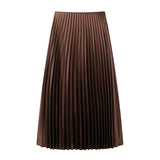Fongt Women's Clothing Simouflide Stew Stew Stew Folding Skirt High Waist-Hanging Long Dress