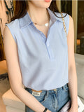 Summer Sleeveless Blouse Women Casual Striped Shirts Blouses Female Blusas Casual Ladies Office OL Blouses Basice Tops-Outfit