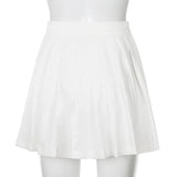 Fongt White Pleated Skirt Short Female Elastic Waist Mini Skirt Sexy Micro Summer Embroidery Mini Tennis Skirt New