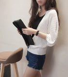 Fongt And South Korea's New Lantern Sleeve Knitted Shirt Women Wearing V-Neck Loose Sunscreen Air-Conditioning Shirt Shawl Coat