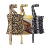 Fongt Summer New Breast-Wear Women's Fashion Animal Print Leopard Pattern Net Skirt Suit