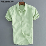Elegant S-5XL Male Tee Tops Casual Shirts Men Social Shirts Dress Button Turn Down Collar Slim Fit Men Clothes