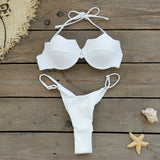 Solid Color Strap Bikini Low-Waist Sexy Back 2025 New Split Swimsuit