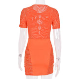 Sexy Zebra Print Cut Out Mesh Transparent Women Mini Dress for Beach Holiday Night Club Goth Party Bodycon Pencil Shorts