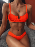 Fongt New Bikini Ebay Bikini V-Neck Swimsuit Ladies Splits Swimsuit Direct Sale-Outfit