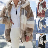 Fongt Hot New Autumn And Winter Loose Plush Multi-Color Hooded Coat Woman