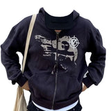 Fongt Popular Zipper Jacket New Retro Hoodie Men's And Women's Coat Tops