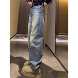 Fongt Fashion Straight Jeans Women's Winter 2025 New Plus Velvet Loose Broad Leggings