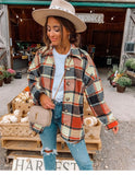 Fongt Net Red Autumn Street Temperament Long-Sleeved Collar Loose Women's Plaid Shirt Long Coat