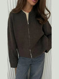 Fongt Women's Spring And Autumn Hot Casual Zipper Loose Knitted Shirt Coat Small Scent