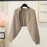 Cardigans Women's Batwing Long Sleeve Crop Top Loose Knitted Jacket shawl Femme Autumn Winter Knitwear-Outfit