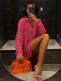 Turn-down Collar Sequin Women Two Piece Sets Green Long Sleeve Single Breasted Pant Sets Women Spring Loose Leisure