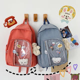 Transparent Backpacks Women Casual Simple Students Preppy Sweet Backpack Girls All-match Travel Bags Side Pockets Chic
