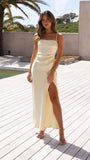 Fongt And Summer 2026 Women's Fashion New Solid Color Open-Fork Sling Dress Women
