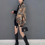 Printed Asymmetrical Blouse Patchwork Female Clothing Stylish Single-breasted Spring Autumn New V-Neck Casual Loose Shirt-Outfit