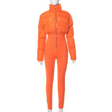 Fongt Women's Winter New Street Fashion Elastic Tight Zipper Warm Cotton