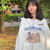 Cute Cats Print Oversized Zip Up Hoodie-Outfit