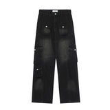 Fongt Women's African Jeans In The Wind Street Fashion Multi-Pocket Denim Trousers