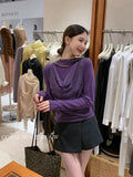 Fongt Xixi 2025 Autumn White Standard Elegant Temperament Chiffon Neck Thin Knitted Small Shirt 89631