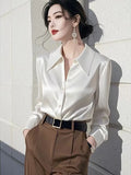 Fongt Light Luxury White Acetic Fascination Stender Shirt Woman 2025 New High-End Feel Chic Shirt Top
