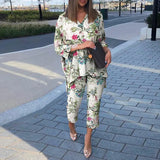 Piece Sets ZANZEA Fashion Polka Dot Printed Pant Sets Women Summer Matching Sets Casual Urban Tracksuits Trouser Suits