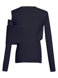 Fongt Style Sweater Women's 2025 Spring New Fashion Collar Design Long-Sleeved Shoulder High-End Feel