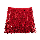 Fongt Women's Autumn New Temperament Light Sexy Party Shiny Squin Mini Skirt Y2K