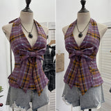 Fongt New Bow Design V-Neck Sexy Hanging Neck Sling Vest Sleeveless Top 9237