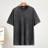 Fongt Old Short-Sleeved T-Shirt 2025 Summer Relaxation Leisure Collar Water Washing Hair Short-Sleeved T-Shirt