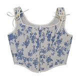 Fongt Front Strap French Retro Fishbone Corset Short Vest Bustier Crop Women's Top