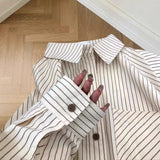 Fongt Striped Shirt Women 2025 Spring And Autumn New Design Small Top Style Wearing Long-Sleeved Shirt