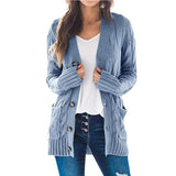 Long Sleeve Size Cardigan Knitted Women's Mid-length