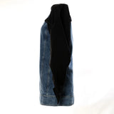 Fongt New Round-Neck Denim Collevetic Collider Pintap Crash Color Removable Heap Sleeve Dress 1654