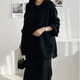 Fongt Chic Autumn And Winter Loose Large-Size Knitted Sweater + Half-Body Dress Two Sets