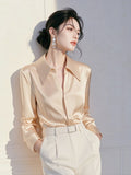 Fongt Elegant Apricot-Colored Long-Sleeved Shirt Women's Spring And Autumn New Commuting Meat Cover Shirt