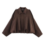 Fongt Spring New Velvet-Sensitive Collared Loose Bomber Jacket Jacket