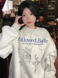 Street Vintage Ballet Lady Graphic Sweatshirt Loose Oversized Aesthetic Y2K Kawaii Pullover Women Winter Long Sleeve