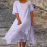 Fongt Fashion And Casual Double-Edecker Short-Sleeved Round Dress
