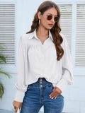 Casual Button Shirts Elegant Lantern Sleeve Chiffon Loose Women Blouse Vintage Solid Lady Top Office Woman Clothes