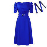 Fongt Women's Summer New Fashion Elegance V-Necked Folded Large Dress Dress Dress