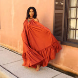 Short Sleeve Ruffled Maxi Long