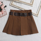 Fongt Shooting With Belt 100-Fold Skirt 2025 Summer Korean Version Of Small Short Skirt High-Waisted A Word Umbrella Skirt 8282