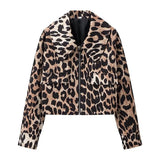 Fongt Women's ZA New Printing Fashion Loose Lamb Wool Leopard Coat