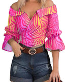 Independent Station 2023 Spring / Summer Fashion Printing Shoulder Lapel Blouse-Outfit