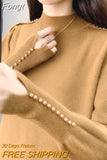 Winter Temperament Elegant Fashion Half Turtleneck Sweater Pullovers for Women 2023 Chic Design Embroidered Flares