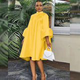 Fongt Horned Sleeve Button Cardigan Easing Size Women's Dress Party Dresses